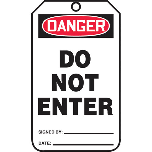 Safety Tag, Danger Do Not Enter , 25/Pk, Cardstock - Top Tool & Supply