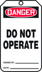 Safety Tag, Danger Do Not Operate , 25/Pk, Plastic - Top Tool & Supply
