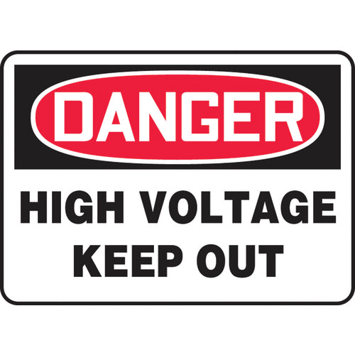 Sign, Danger High Voltage Keep Out, 7″ × 10″, Vinyl - Top Tool & Supply