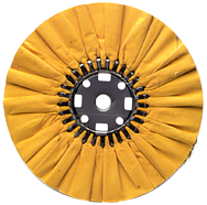 16 x 1-1/4'' (7 x 8'' Flange) - Cotton Treated - Stiff Yellow Sheeting for Non-Ferrous Metals Ventilated Bias Buffing Wheel - Top Tool & Supply