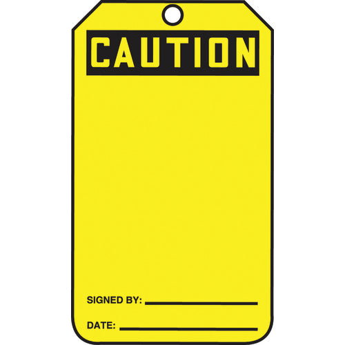 Safety Tag, Caution (Blank), 25/Pk, Cardstock - Top Tool & Supply