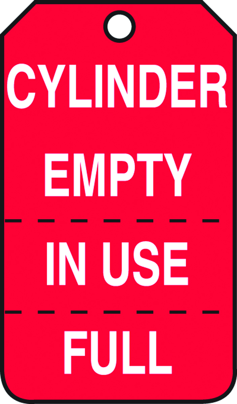 Cylinder Tag, Cylinder Empty, In Use, Full (Perforated), 25/Pk, Plastic - Top Tool & Supply