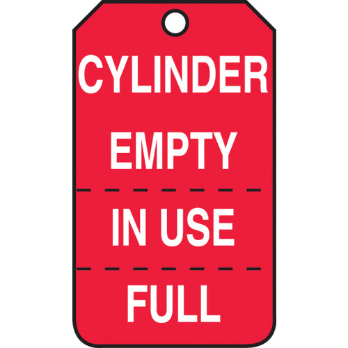 Cylinder Tag, Cylinder Empty, In Use, Full (Perforated), 25/Pk, Cardstock - Top Tool & Supply