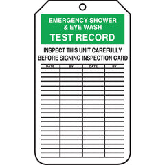 Inspection Record Tag, Emergency Shower & Eye Wash Test Record, 25/PK, Cardstock - Top Tool & Supply