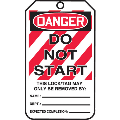 Lockout Tag, Danger Do Not Start, 25/Pk, Cardstock - Top Tool & Supply