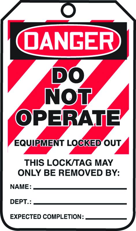 Lockout Tag, Danger Do Not Operate Equipment Locked Out, 25/Pk, Plastic - Top Tool & Supply