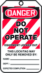 Lockout Tag, Danger Do Not Operate Equipment Locked Out, 25/Pk, Laminate - Top Tool & Supply