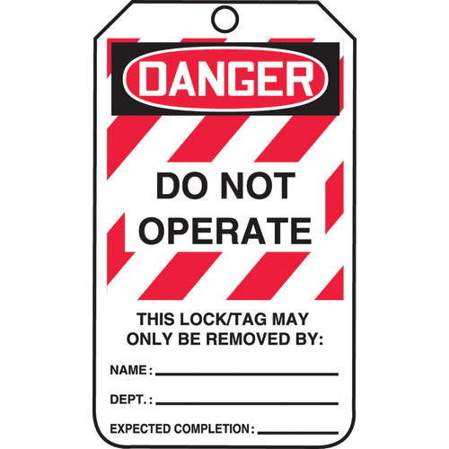 Lockout Tag, Danger Do Not Operate, 25/Pk, Cardstock - Top Tool & Supply