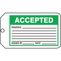 Production Control Tag, Accepted, 25/Pk, Cardstock - Top Tool & Supply