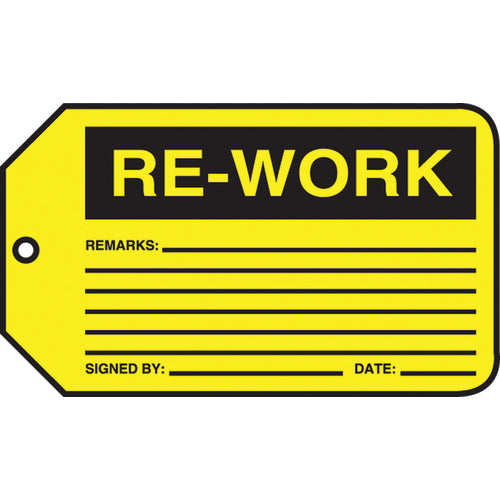 Production Control Tag, Re-Work, 25/Pk, Cardstock - Top Tool & Supply