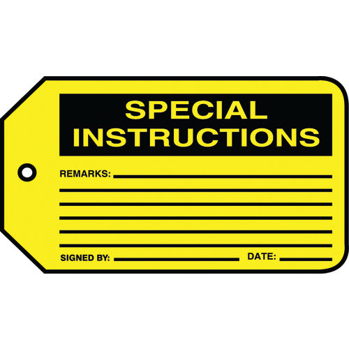 Production Control Tag, Special Instructions, 25/Pk, Cardstock - Top Tool & Supply