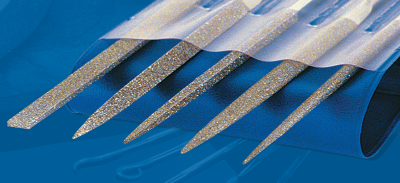 2-3/4'' Diamond Length - 5-1/2'' OAL (Various) - Fine Grit - 5 pc. Set Diamond Needle File - Top Tool & Supply