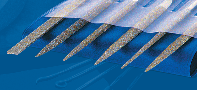 2-3/4'' Diamond Length - 5-1/2'' OAL (Various) - Coarse Grit - 6 pc. Set Diamond Needle File - Top Tool & Supply