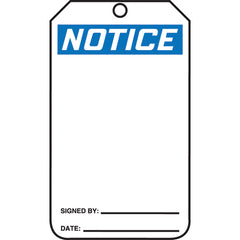 Safety Tag, Notice (Blank), 25/Pk, Cardstock - Top Tool & Supply