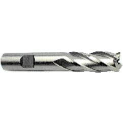 9/16 Dia. x 3-3/8 Overall Length 4-Flute Square End High Speed Steel SE End Mill-Round Shank-Non-Center Cutting-Uncoated - Top Tool & Supply