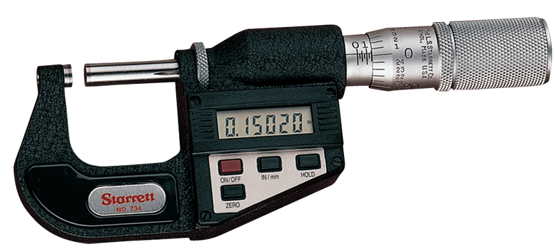 #733XFL-1 -  0 - 1" / 0 - 25mm Measuring Range - .00005/.001mm Resolution - Friction Thimble - Carbide Face - Electronic Outside Micrometer with Letter of Certification - Top Tool & Supply