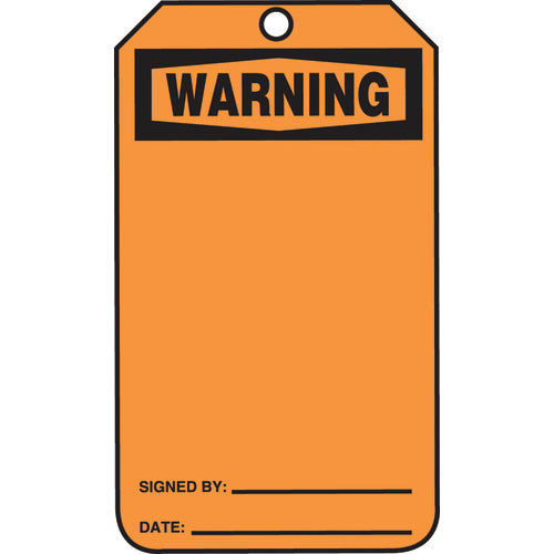 Safety Tag, Warning (Blank), 25/Pk, Cardstock - Top Tool & Supply