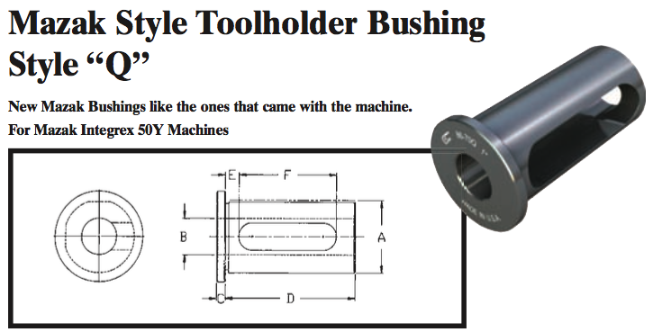 Mazak Style "Q" Toolholder Bushing  - (OD: 2" x ID: 1/2") - Part #: CNC 86-70Q 1/2" - Top Tool & Supply