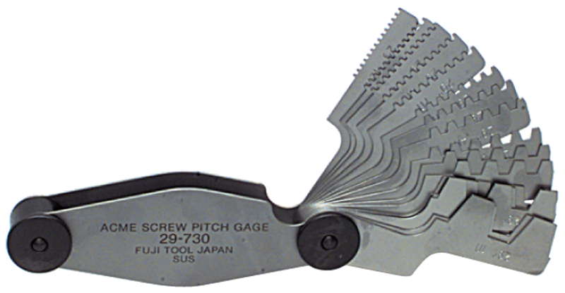 #52-485-030 - 16 Leaves - 1 to 12 Pitch - 29° Acme Screw Thread Gage - Top Tool & Supply