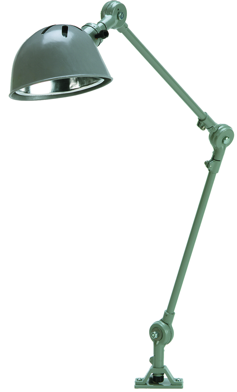 14" Uniflex Machine Lamp; 120V, 60 Watt Incandescent Light, Screw Down Base, Oil Resistant Shade, Gray Finish - Top Tool & Supply