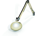 Green-Lite® 5" Shadow White Round LED Magnifier; 43" Reach; Table Edge Clamp - Top Tool & Supply