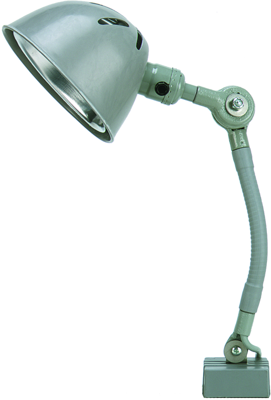 9" Uniflex Machine Lamp; 120V, 60 Watt Incandescent Light, Magnetic Base, Oil Resistant Shade, Gray Finish - Top Tool & Supply