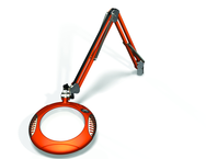 Green-Lite® 7-1/2" Brilliant Orange Round LED Magnifier; 43" Reach; Table Edge Clamp - Top Tool & Supply