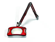 Green-Lite® 7" x 5-1/4"Blazing Red Rectangular LED Magnifier; 43" Reach; Table Edge Clamp - Top Tool & Supply