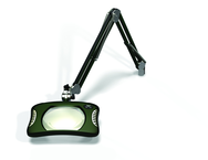 Green-Lite® 7" x 5-1/4"Racing Green Rectangular LED Magnifier; 43" Reach; Table Edge Clamp - Top Tool & Supply