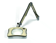 Green-Lite® 7" x 5-1/4"Shadow White Rectangular LED Magnifier; 43" Reach; Table Edge Clamp - Top Tool & Supply