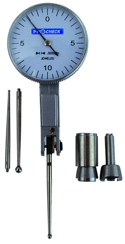 3x1.437" - Long Point - Test Indicator - 0.02/0.0005" White Dial - Top Tool & Supply