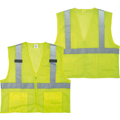 Class 2 Mesh Vest; Contrasting Color Strip, Zipper Closure, Outside Pocket - XL - Top Tool & Supply