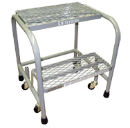 Model 1000; 3 Steps; 30 x 26'' Base Size - Steel Mobile Platform Ladder - Top Tool & Supply