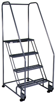 Model 3TR26E4; 3 Steps; 28 x 41'' Base Size - Tilt-N-Roll Ladder - Top Tool & Supply