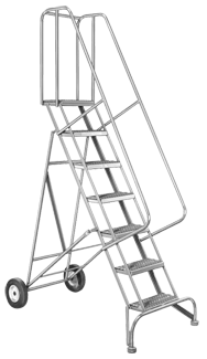Model 6500; 8 Steps; 30 x 65'' Base Size - Roll-N-Fold Ladder - Top Tool & Supply