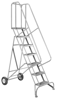 Model 6500; 6 Steps; 30 x 53'' Base Size - Roll-N-Fold Ladder - Top Tool & Supply