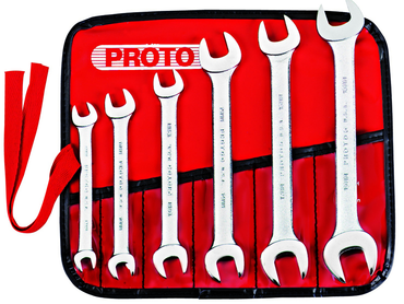 Proto® 6 Piece Satin Metric Open-End Wrench Set - Top Tool & Supply