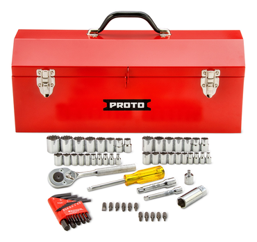 Proto® 1/4" & 3/8" Drive 65 Piece Socket Set with Hex Keys- 6 & 12 Point w/Box J9971R - Top Tool & Supply