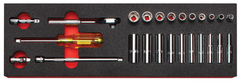 Proto® Foamed 1/4" Drive 25 Piece Combination Socket Set w/ Classic Pear Head Ratchet  - Full Polish - 6 Point - Top Tool & Supply