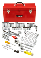 Proto® 1/4", 3/8" & 1/2" Drive 125 Piece Socket Set- 6, 8 & 12 Point w/ box J9975R - Top Tool & Supply