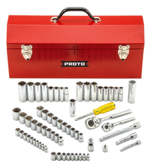 Proto® 1/4" & 3/8" Drive 65 Piece Socket Set- 6 & 12 Point w/Box J9971R - Top Tool & Supply