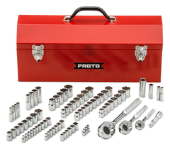 Proto® 1/4", 3/8", & 1/2" Drive 81 Piece Socket Set- 6 & 12 Point w/ Box J9971R - Top Tool & Supply