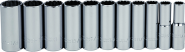 Proto® 1/2" Drive 11 Piece Deep Socket Set - 12 Point - Top Tool & Supply