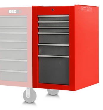 Proto® 550S Side Cabinet - 6 Drawer, Safety Red and Gray - Top Tool & Supply