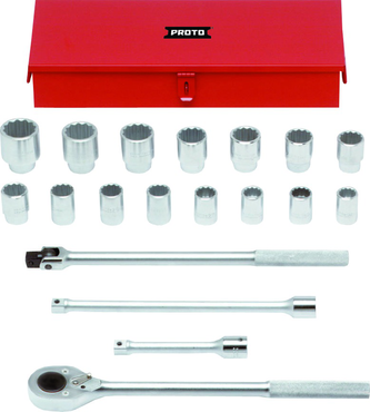 Proto® 3/4" Drive 19 Piece Metric Socket Set - 12 Point - Top Tool & Supply