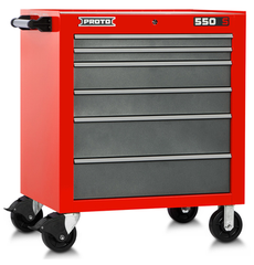 Proto® 550S 34" Roller Cabinet - 6 Drawer, Safety Red and Gray - Top Tool & Supply