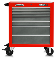 Proto® 550S 34" Roller Cabinet - 7 Drawer, Safety Red and Gray - Top Tool & Supply