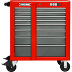 Proto® 550S 34" Roller Cabinet with Removable Lock Bar- 8 Drawer- Safety Red & Gray - Top Tool & Supply