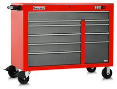 Proto® 550E 50" Power Workstation - 10 Drawer, Safety Red and Gray - Top Tool & Supply