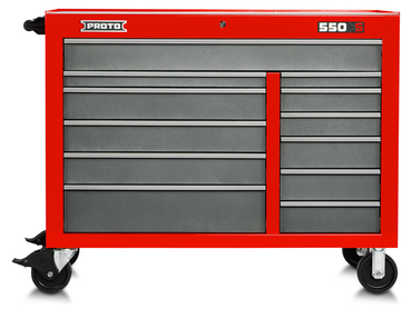 Proto® 550S 50" Workstation - 12 Drawer, Safety Red and Gray - Top Tool & Supply